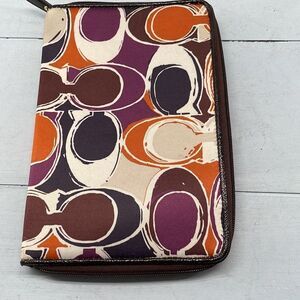 Coach‎ Tablet Case Small Jacquard Fabric Zipper Logo Ereader Kindle